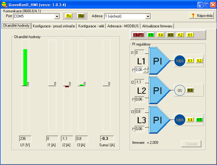 monitorovac PC program pro 3-regultorovou verzi